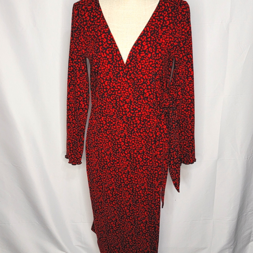 June & Hudson‎ Faux Wrap Mido Dress. SIZE L